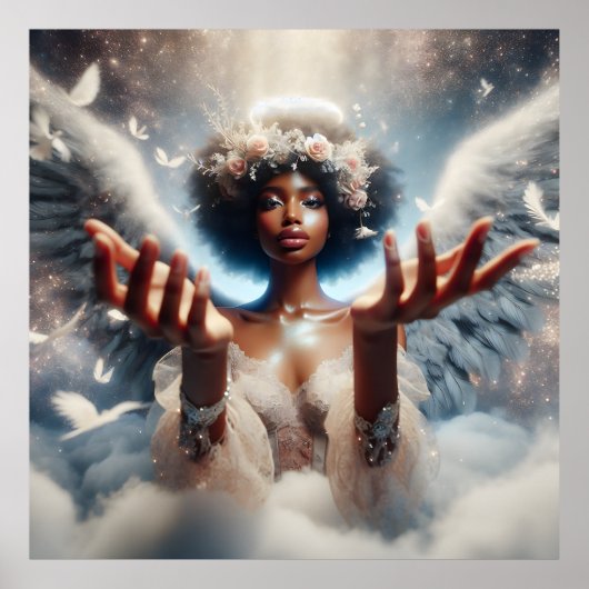 Mooie Afro-Amerikaanse Engel Eetherisch Poster (Voorkant)