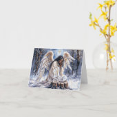 Mooie Afro-Amerikaanse kerstengel Kaart (Gele Bloem)