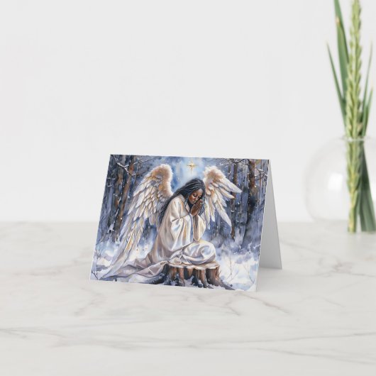 Mooie Afro-Amerikaanse kerstengel Kaart (Voorkant)