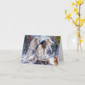 Mooie Afro-Amerikaanse kerstengel Kaart (Gele Bloem)