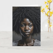 Mooie Afro-Amerikaanse vrouw AI Art Blank Kaart (Gele Bloem)