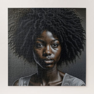 Mooie Afro-Amerikaanse vrouw AI Art Legpuzzel