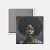 Mooie Afro-Amerikaanse vrouw AI Art Magneet (Voorkant / Achterkant)