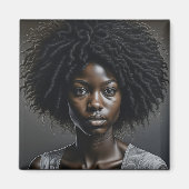 Mooie Afro-Amerikaanse vrouw AI Art Magneet (Voorkant)