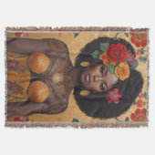 Mooie Afro-Amerikaanse vrouw met bloemen Deken (Voorkant)