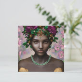 Mooie Afro-Amerikaanse vrouw met bloemen Kaart (Staand voorkant)