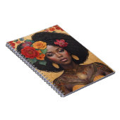 Mooie Afro-Amerikaanse vrouw met bloemen Notitieboek (Rechterzijde)