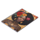 Mooie Afro-Amerikaanse vrouw met bloemen Notitieboek (Linkerzijde)