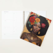 Mooie Afro-Amerikaanse vrouw met bloemen Planner (Display)