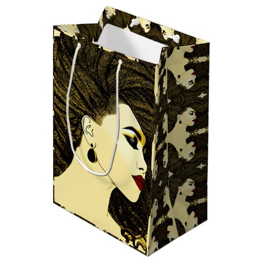 Mooie Afro-Amerikaanse vrouw met sloten Medium Cadeauzakje (Voorkant Gekanteld)