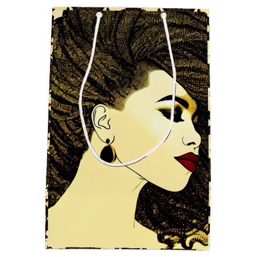 Mooie Afro-Amerikaanse vrouw met sloten Medium Cadeauzakje (Achterkant)