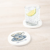 Mooie "Afternoon Tea" Floral Zandsteen Onderzetter (Zijkant)