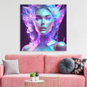 Mooie AI Art Icy Glass zoals Vrouw Canvas Afdruk (Insitu (Woonkamer))