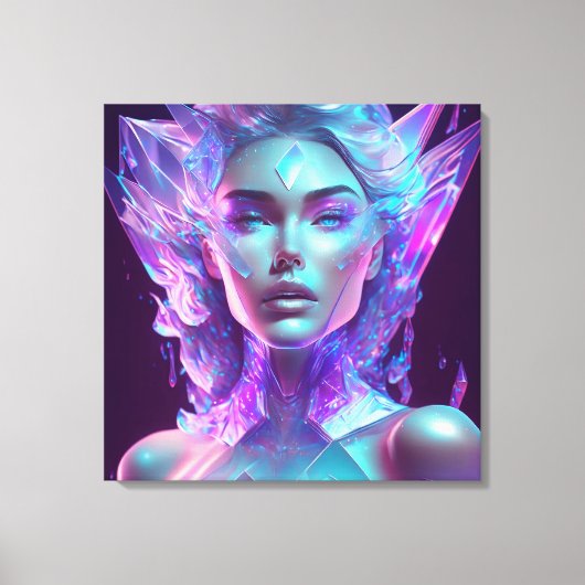 Mooie AI Art Icy Glass zoals Vrouw Canvas Afdruk (Voorkant)