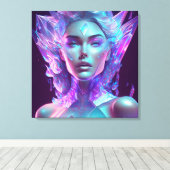 Mooie AI Art Icy Glass zoals Vrouw Canvas Afdruk (Insitu (Houten vloer))