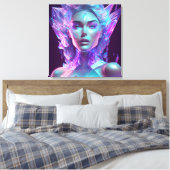 Mooie AI Art Icy Glass zoals Vrouw Canvas Afdruk (Insitu (Slaapkamer))
