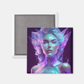 Mooie AI Art  Icy Glass zoals Vrouw Magneet (Voorkant / Achterkant)