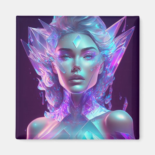 Mooie AI Art  Icy Glass zoals Vrouw Magneet (Voorkant)