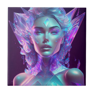 Mooie AI-kunst Prachtige Icy Glas-achtige Vrouw Tegeltje