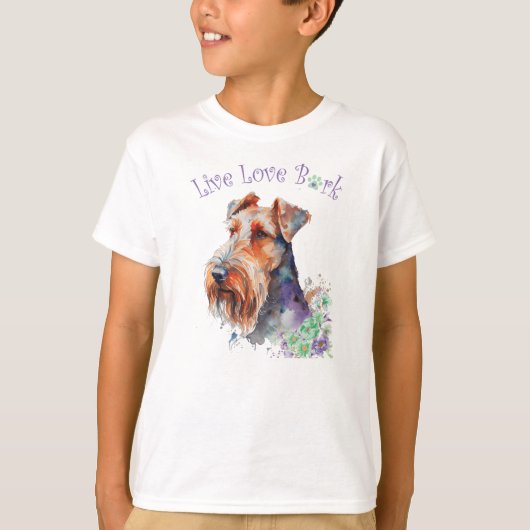 Mooie Airedale-hond bloemig T-shirt (Voorkant)
