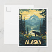 Mooie Alaska Beer Illustratie Reizen Briefkaart (Voorkant / Achterkant)