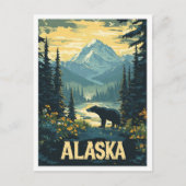 Mooie Alaska Beer Illustratie Reizen Briefkaart (Voorkant)