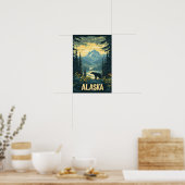 Mooie Alaska Beer Illustratie Reizen Poster (Keuken)