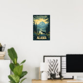 Mooie Alaska Beer Illustratie Reizen Poster (Thuiskantoor)