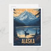 Mooie Alaska USA  Illustratie Reizen Briefkaart (Voorkant / Achterkant)