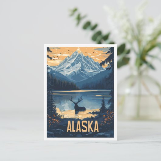 Mooie Alaska USA  Illustratie Reizen Briefkaart (Staand voorkant)