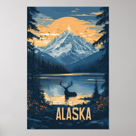 Mooie Alaska USA Illustratie Reizen Poster