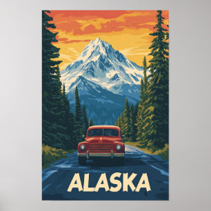 Mooie Alaska USA Illustratie Reizen Poster