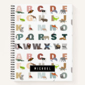Mooie alfabet ABC Dieren Aangepaste naam School Notitieboek (Voorkant)