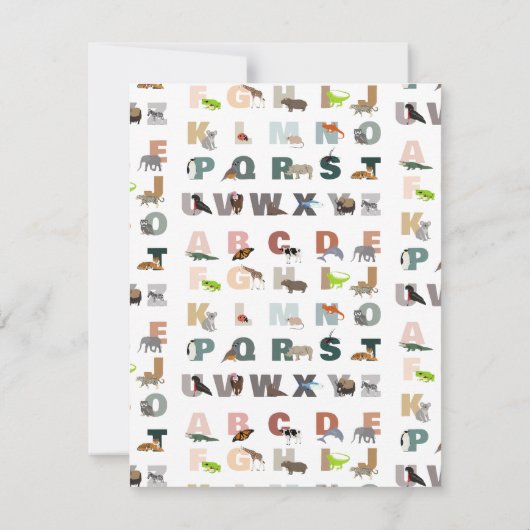 Mooie alfabet ABC Dieren Aangepaste naam School Notitiekaartje (Achterkant)