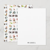 Mooie alfabet ABC Dieren Aangepaste naam School Notitiekaartje (Voorkant / Achterkant)