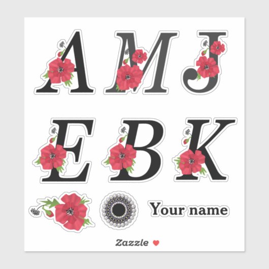 Mooie alfabetletters voor monogrammen sticker (Vel)