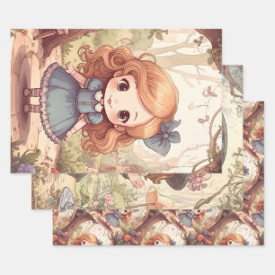 Mooie Alice Avonturen Wonderland Bos Kunst Inpakpapier Vel