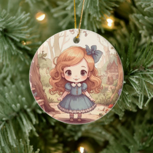 Mooie Alice Avonturen Wonderland Bos Kunst Keramisch Ornament