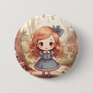 Mooie Alice Avonturen Wonderland Bos Kunst Ronde Button 5,7 Cm