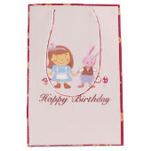 Mooie Alice Konijn Roze Tea Party Verjaardag Medium Cadeauzakje (Voorkant)