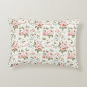 Mooie All over Pink Rose Naam Accent Kussen (Achterkant)