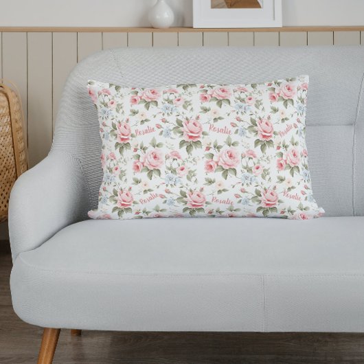 Mooie All over Pink Rose Naam Accent Kussen