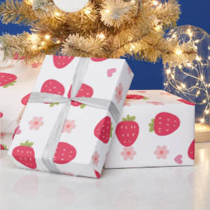 Mooie All Print Aardbei Patronen Cadeaupapier