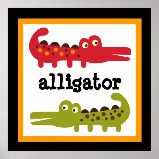 Mooie Alligator Safari Dieren Baby Kinderen Poster (Voorkant)