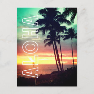 Mooie Aloha Hawaiaanse Zonsondergang Ansichtkaart Briefkaart