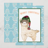 Mooie alpaca met feestmuts feestdagenkaart (Voorkant / Achterkant)