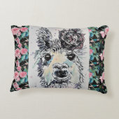 Mooie Alpacca Lama Rozen Waterverf Accent Kussen (Achterkant)