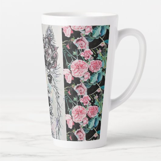 Mooie Alpacca Lama Rozen Waterverf Latte Mok (Rechts)