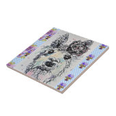 Mooie Alpacca Lama Waterverf bloemig Keramiek Tege Tegeltje (Zijkant)