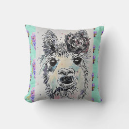 Mooie Alpacca Lama Waterverf Kunst Baby Kussen